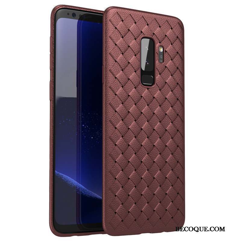 Samsung Galaxy S9+ Cuir Personnalité Nouveau Rose Coque De Téléphone Étui