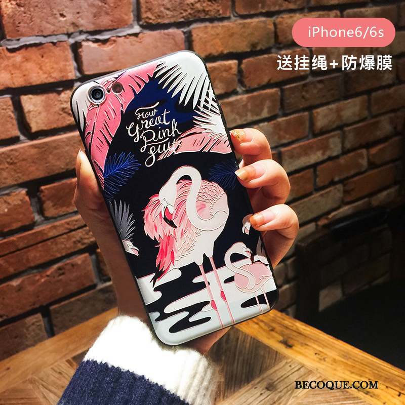 iPhone 6/6s Coque Oiseau Ornements Suspendus Personnalité Bleu Tendance Gaufrage