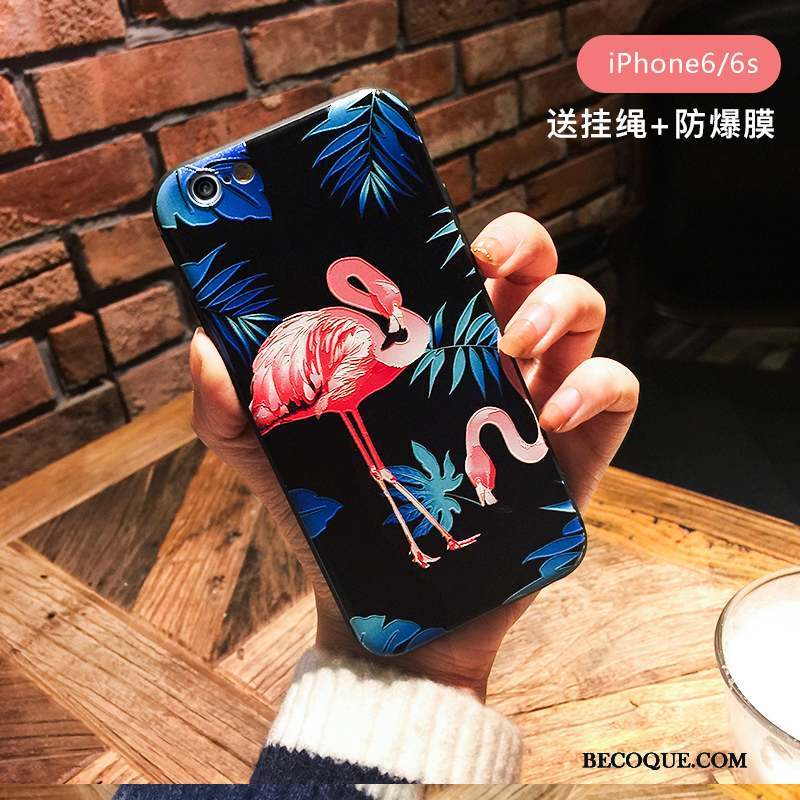 iPhone 6/6s Coque Oiseau Ornements Suspendus Personnalité Bleu Tendance Gaufrage