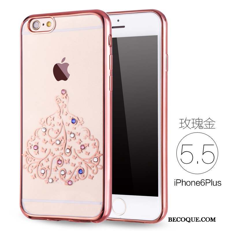 iPhone 6/6s Plus Luxe Fluide Doux Incassable Coque De Téléphone Silicone Or Rose