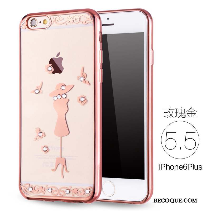 iPhone 6/6s Plus Luxe Fluide Doux Incassable Coque De Téléphone Silicone Or Rose