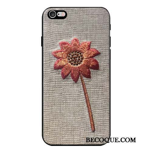 iPhone 7 Coque Élégant Broderie Gris Tout Compris Nouveau Fleur