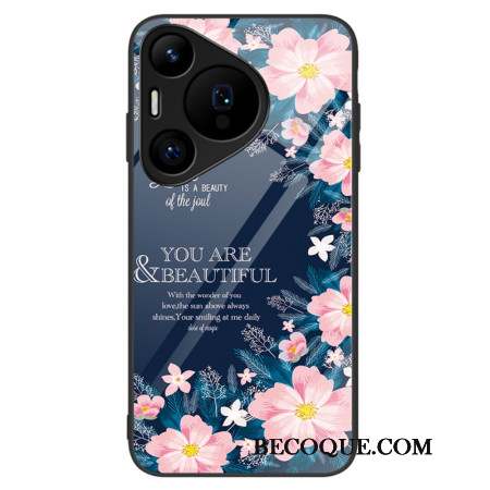 Coque Huawei Pura 70 Pro Verre Trempé Fleurs Roses