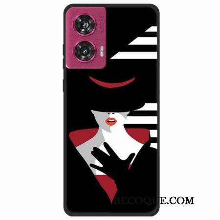 Coque Motorola Edge 50 Fusion Dame au Chapeau Noir