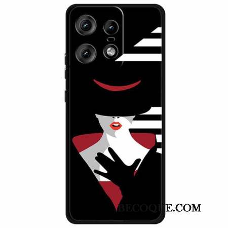 Coque Motorola Edge 50 Pro Dame au Chapeau Noir