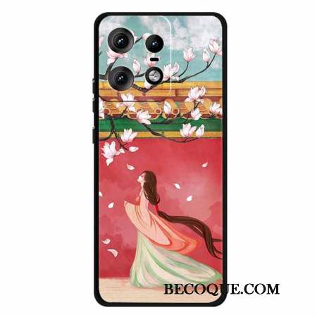 Coque Motorola Edge 50 Pro Femme aux Fleurs de Pêche