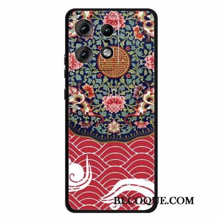 Coque Motorola Edge 50 Pro Grappe Florale et Dragon