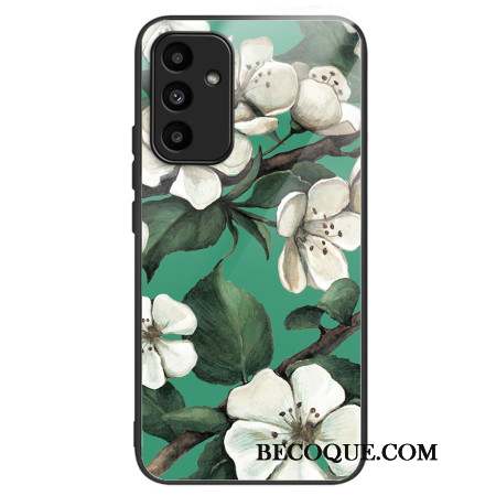 Coque Samsung Galaxy A15 5G / A15 Verre trempé Fleurs blanches