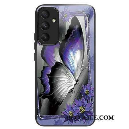 Coque Samsung Galaxy A55 5G Verre Trempé Papillon Violet