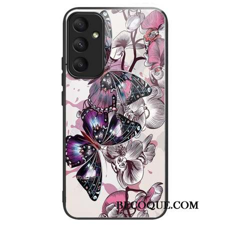 Coque Samsung Galaxy A55 5G Verre Trempé Papillons Violets