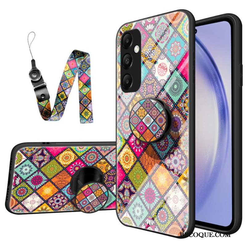 Coque Samsung Galaxy A55 5G avec Support et Lanière Patchwork