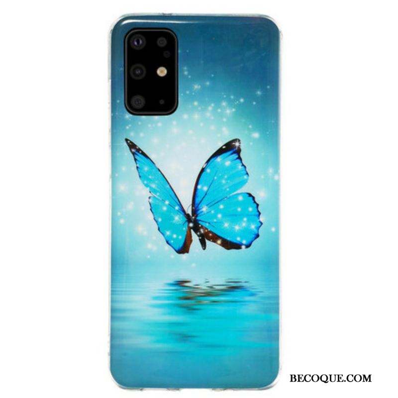 Coque Samsung Galaxy S20 Plus / S20 Plus 5G Papillon Bleu Fluorescente