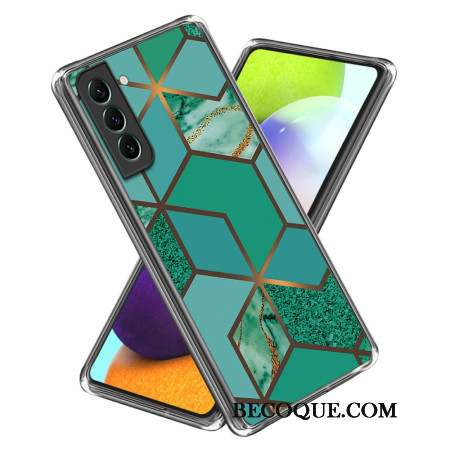 Coque Samsung Galaxy S24 5G Motif Marbre Abstrait Géométrie Verte