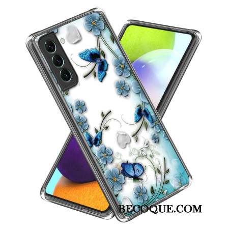 Coque Samsung Galaxy S24 5G Papillons et Fleurs