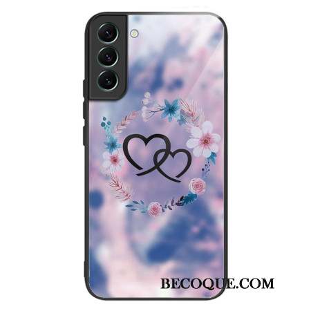 Coque Samsung Galaxy S24 5G Verre Trempé Cœurs et Fleurs