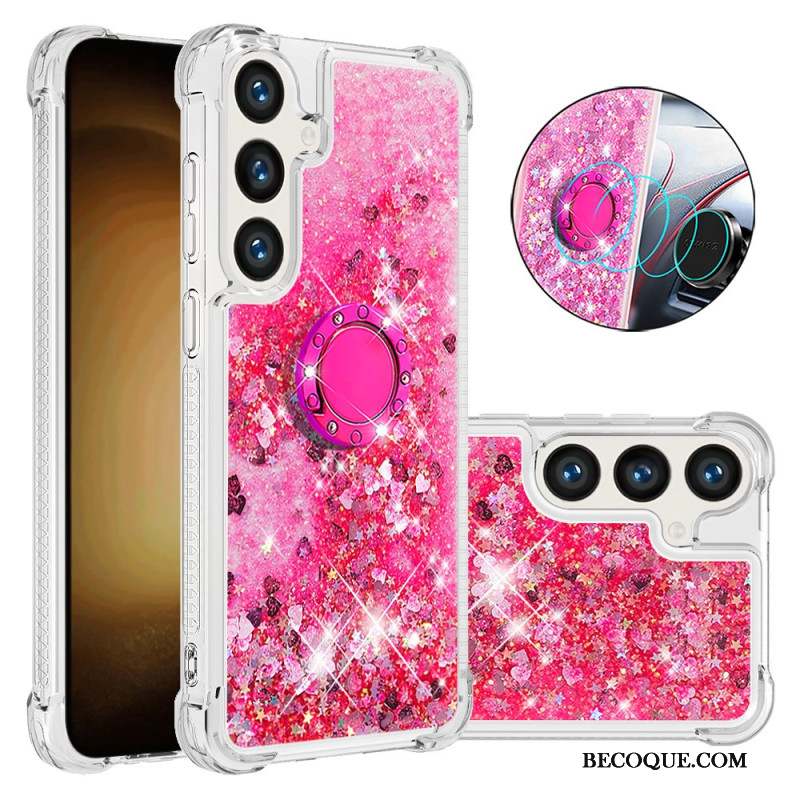 Coque Samsung Galaxy S24 Plus 5G Anneau-Support Paillettes