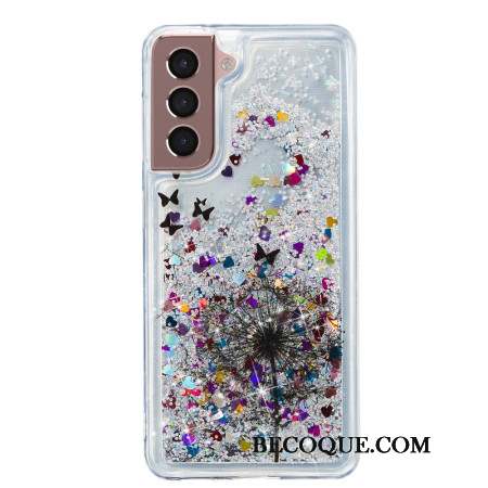 Coque Samsung Galaxy S24 Plus 5G Paillettes Liquides Pissenlit