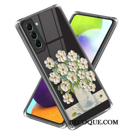 Coque Samsung Galaxy S24 Plus 5G Peinture Fleurs Blanches