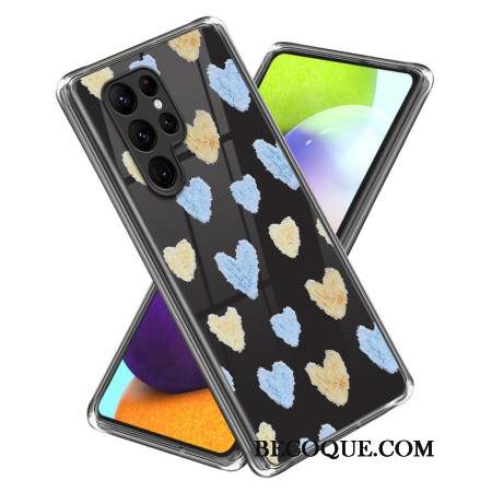 Coque Samsung Galaxy S24 Ultra 5G Coeurs Jaunes et Bleus