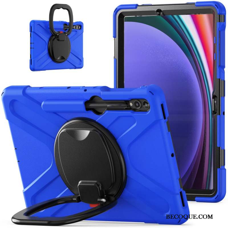 Coque Samsung Galaxy Tab S9 FE Plu /S9 Plus/S8 Plus/S7 Plus/S7 FE Multifonctions Support Rotatif et Poignée