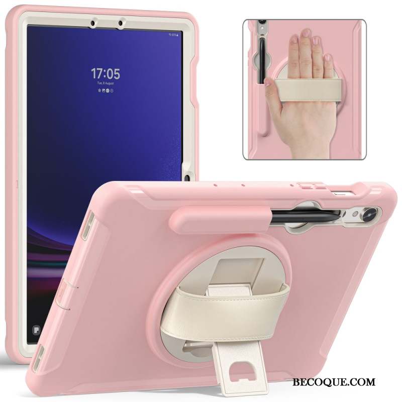 Coque Samsung Galaxy Tab S9 FE/S9/S8/S7 Sangle Support et Porte-Stylet