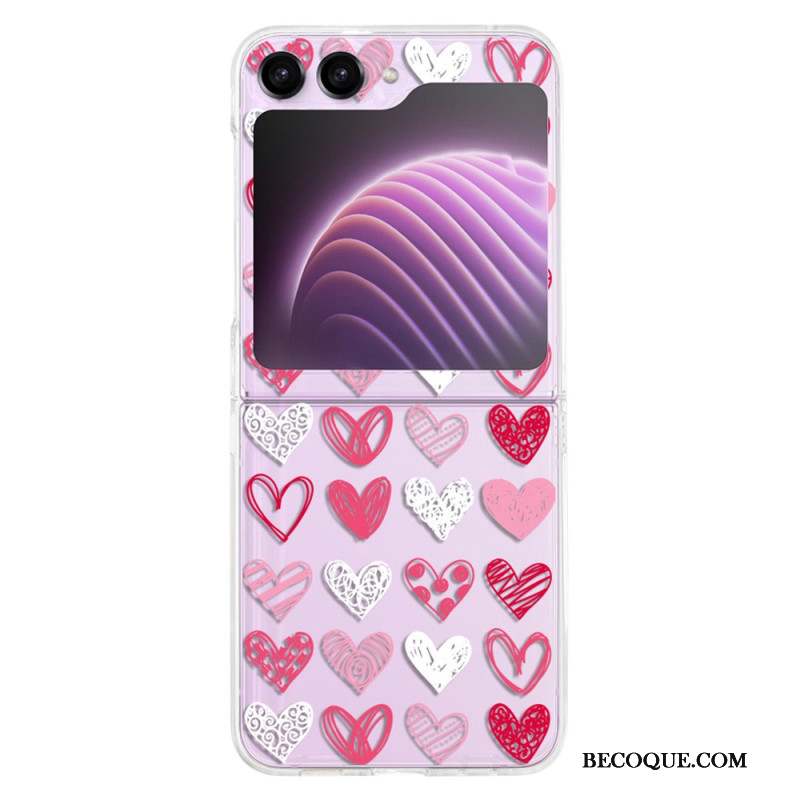 Coque Samsung Galaxy Z Flip 5 Transparente Coeurs