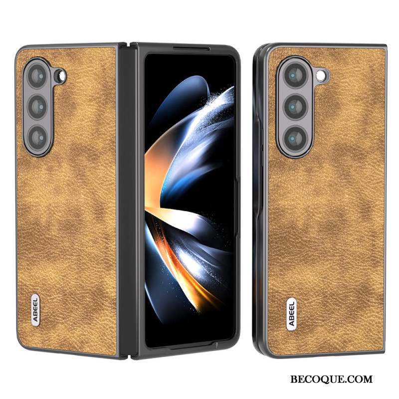 Coque Samsung Galaxy Z Fold 5 Simili Cuir Litchi ABEEL