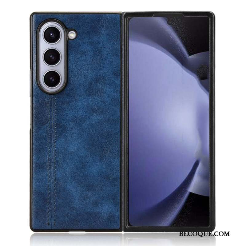 Coque Samsung Galaxy Z Fold 6 Simili Cuir Couture