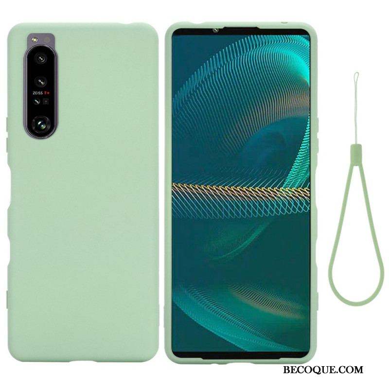 Coque Sony Xperia 1 IV Silicone Liquide à Lanière