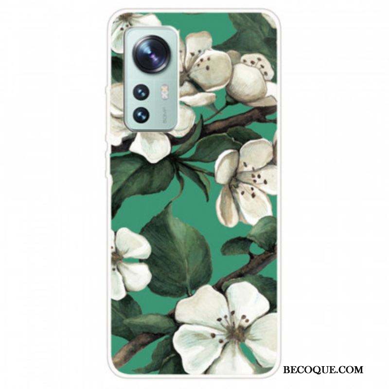 Coque  Xiaomi 12 / 12X  Silicone Fleurs Blanches