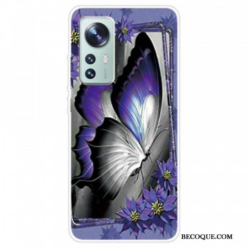 Coque  Xiaomi 12 / 12X  Silicone Papillon Violet