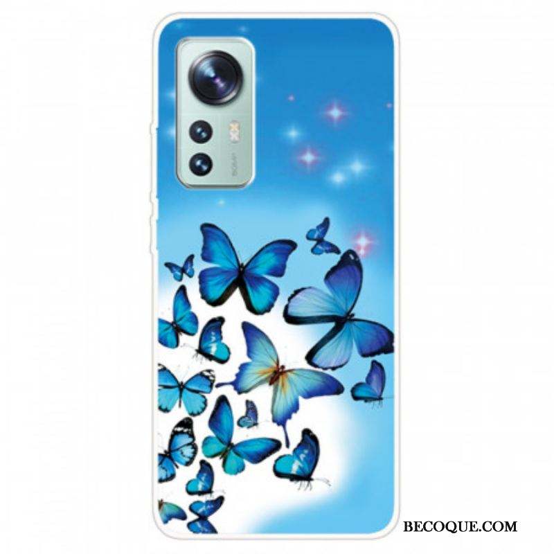 Coque  Xiaomi 12 / 12X  Silicone Papillons Bleus