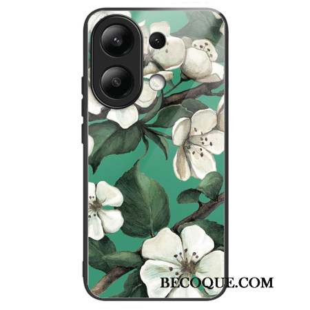 Coque Xiaomi Redmi Note 13 4G Verre Trempé Fleurs Blanches