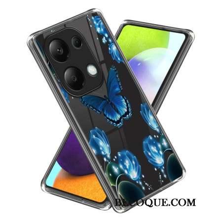 Coque Xiaomi Redmi Note 13 Pro 4G / Poco M6 Pro 4G Papillons et Fleurs Bleus