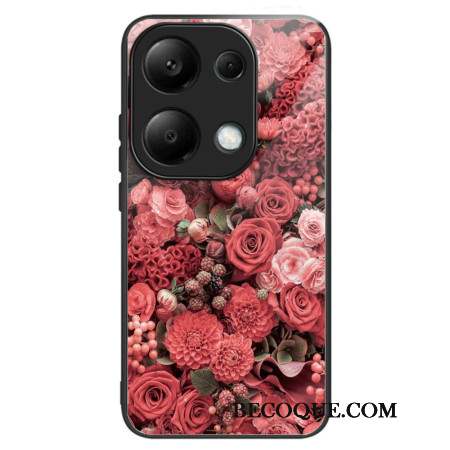 Coque Xiaomi Redmi Note 13 Pro 4G / Poco M6 Pro 4G Verre Trempé Fleurs Rouges et Roses