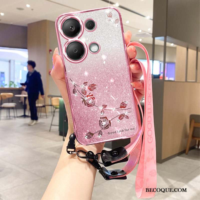 Coque Xiaomi Redmi Note 13 Pro 5G / Poco X6 5G Strass et Paillettes à Lanière KADEM