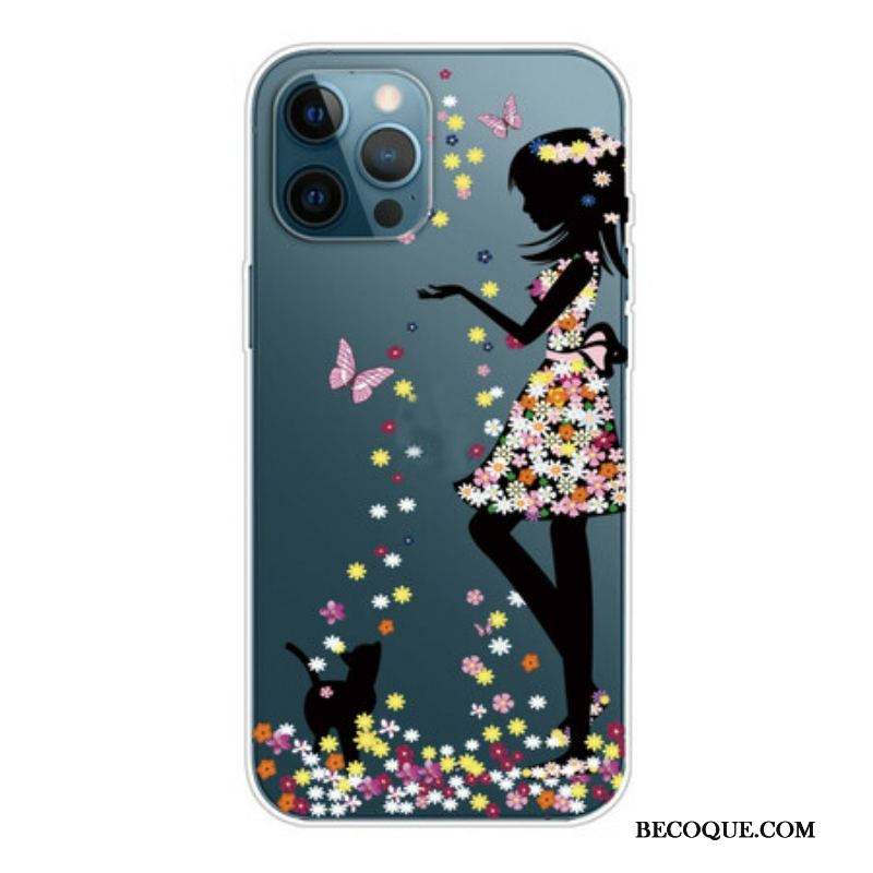 Coque iPhone 13 Pro Max Jeune Fille Fleurie