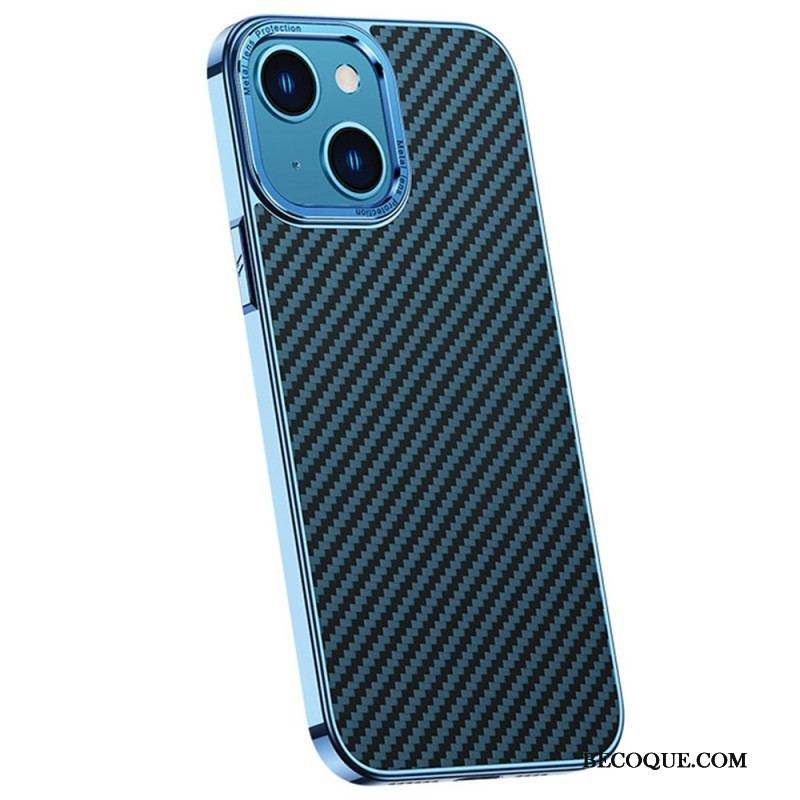 Coque iPhone 14 Simili Cuir Texture fibre Carbone