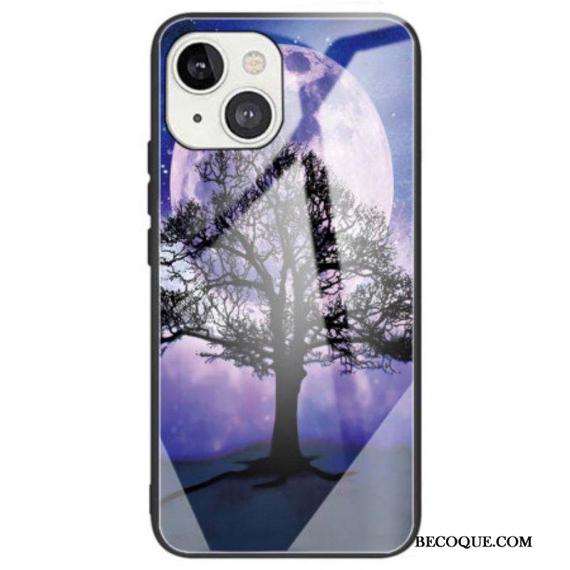 Coque iPhone 14 Verre Trempé Arbre et Lune