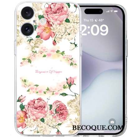 Coque iPhone 16 Bord Transparent Roses