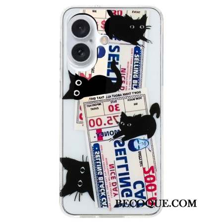 Coque iPhone 16 Chats Noir