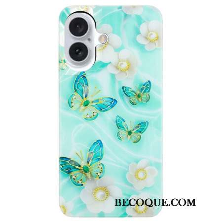 Coque iPhone 16 Fleurs et Papillons