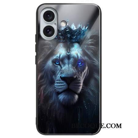 Coque iPhone 16 Plus Verre Trempé Lion Bleu