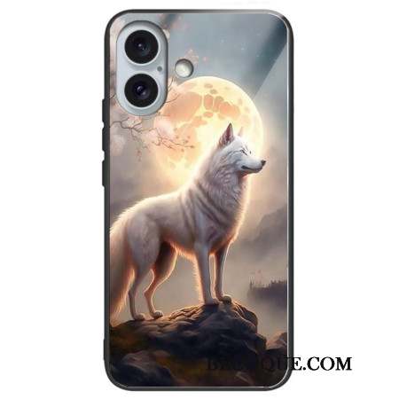 Coque iPhone 16 Plus Verre Trempé Loup au Clair de Lune