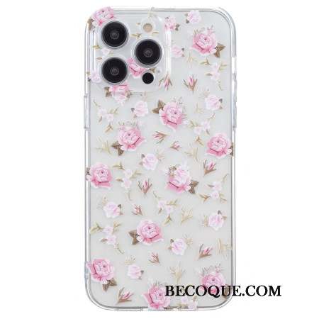 Coque iPhone 16 Pro Max Motif Floral Rose