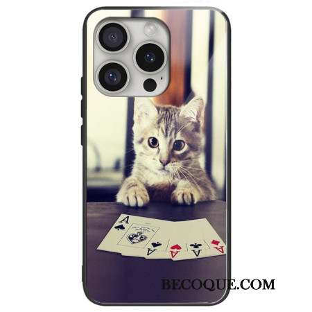 Coque iPhone 16 Pro Max Verre Trempé Chat Poker