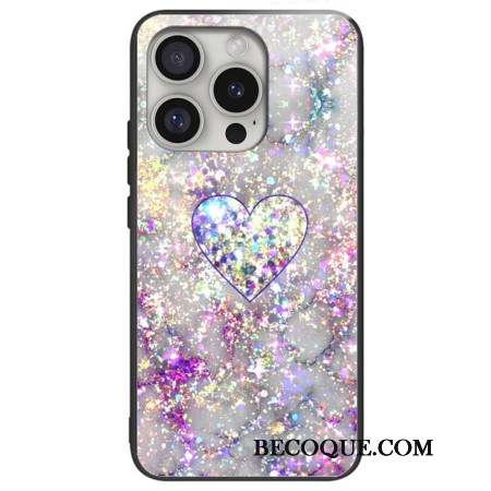 Coque iPhone 16 Pro Max Verre Trempé Coeur Brillant