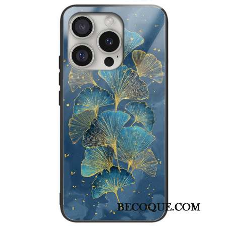 Coque iPhone 16 Pro Max Verre Trempé Feuilles de Ginkgo