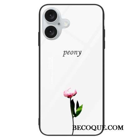 Coque iPhone 16 Verre Trempé Pivoine