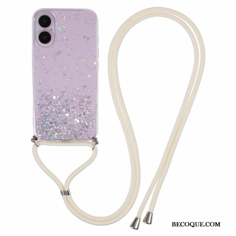 Coque à Cordon iPhone 16 Plus Paillettes